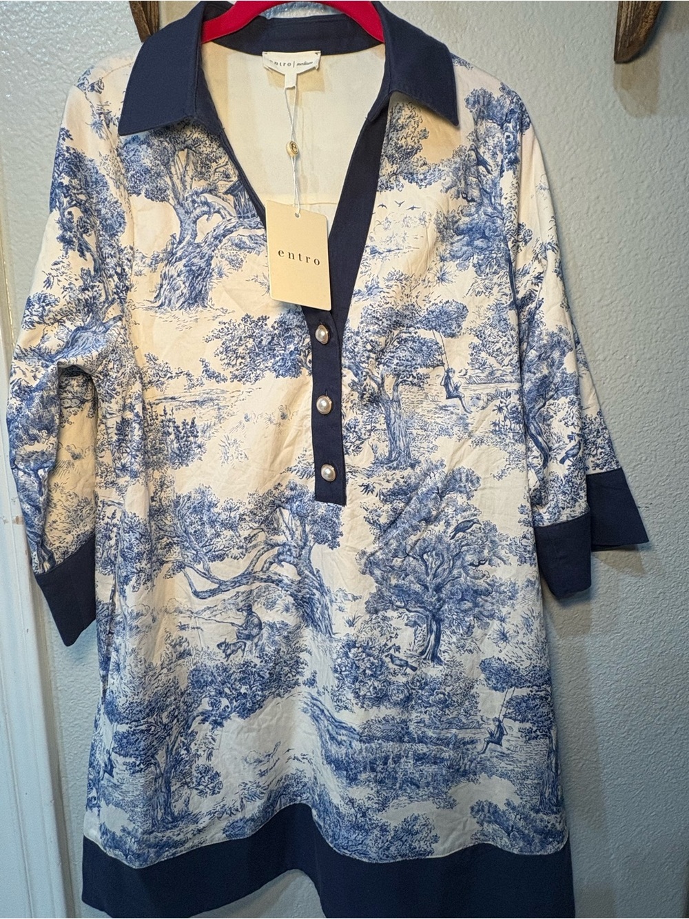 Entro Women’s EMMA TOILE DRESS - NAVY BLUE Size Medium NWT - Picture 5 of 16